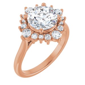 14K Rose 8 mm Round Engagement Ring Mounting