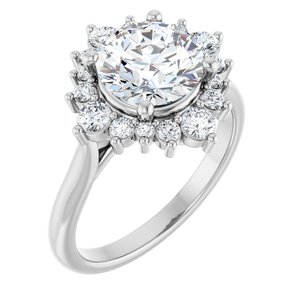 Platinum 8 mm Round Engagement Ring Mounting