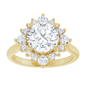 14K Yellow 8 mm Round Engagement Ring Mounting