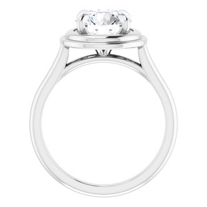 14K White 8 mm Round Solitaire Engagement Ring Mounting