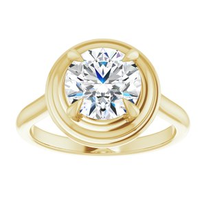 14K Yellow 8 mm Round Solitaire Engagement Ring Mounting