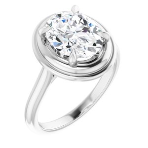 Platinum 10x8 mm Oval Solitaire Engagement Ring Mounting