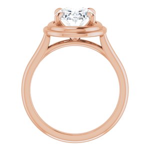 14K Rose 10x8 mm Oval Solitaire Engagement Ring Mounting