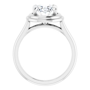 14K White 10x8 mm Oval Solitaire Engagement Ring Mounting