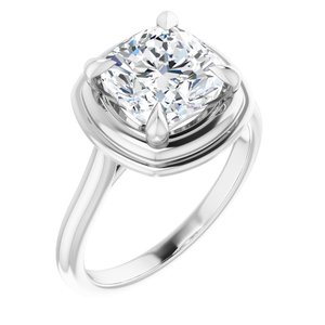 Platinum 8 mm Cushion Solitaire Engagement Ring Mounting