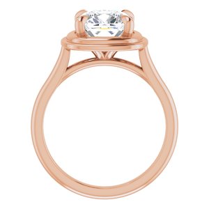 14K Rose 8 mm Cushion Solitaire Engagement Ring Mounting