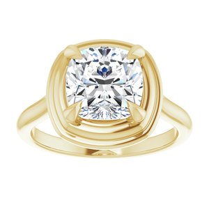 14K Yellow 8 mm Cushion Solitaire Engagement Ring Mounting