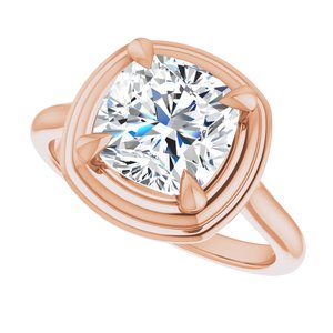 14K Rose 8 mm Cushion Solitaire Engagement Ring Mounting