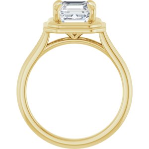 14K Yellow 7 mm Asscher Solitaire Engagement Ring Mounting