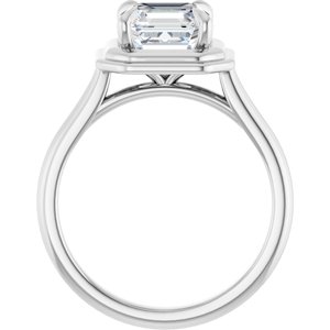 Platinum 7 mm Asscher Solitaire Engagement Ring Mounting