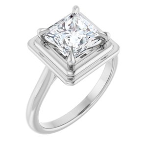 Platinum 7 mm Square Solitaire Engagement Ring Mounting