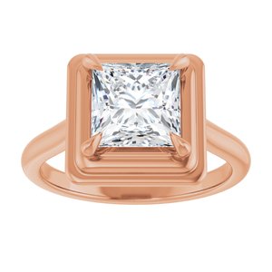 14K Rose 7 mm Square Solitaire Engagement Ring Mounting