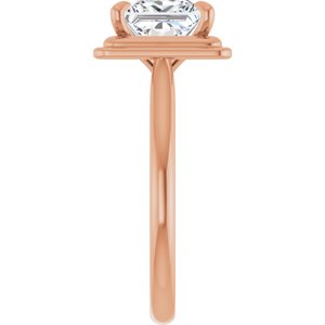 14K Rose 7 mm Square Solitaire Engagement Ring Mounting