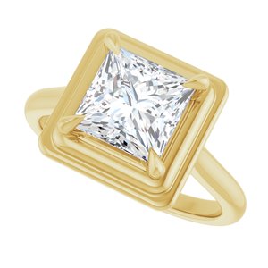 14K Yellow 7 mm Square Solitaire Engagement Ring Mounting