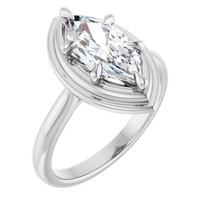 Platinum 12x6 mm Marquise Solitaire Engagement Ring Mounting