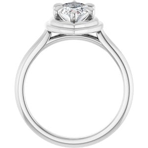 14K White 12x6 mm Marquise Solitaire Engagement Ring Mounting