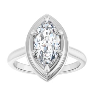 Platinum 12x6 mm Marquise Solitaire Engagement Ring Mounting