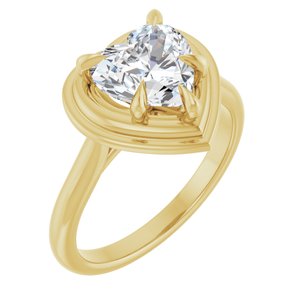 14K Yellow 8x8 mm Heart Solitaire Engagement Ring Mounting