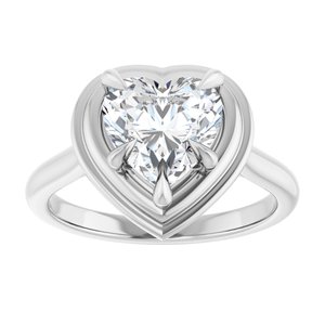 Platinum 8x8 mm Heart Solitaire Engagement Ring Mounting