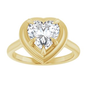 14K Yellow 8x8 mm Heart Solitaire Engagement Ring Mounting