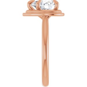 14K Rose 8x8 mm Heart Solitaire Engagement Ring Mounting