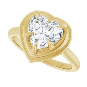 14K Yellow 8x8 mm Heart Solitaire Engagement Ring Mounting