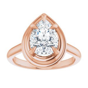 14K Rose 10x7 mm Pear Solitaire Engagement Ring Mounting