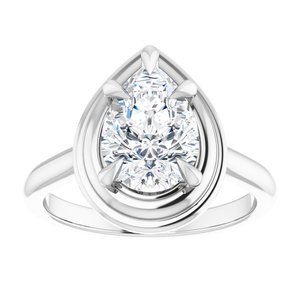 Platinum 10x7 mm Pear Solitaire Engagement Ring Mounting