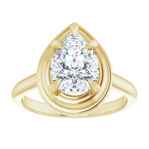 14K Yellow 10x7 mm Pear Solitaire Engagement Ring Mounting