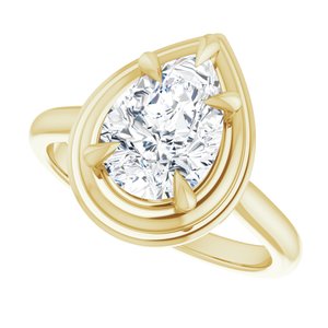 14K Yellow 10x7 mm Pear Solitaire Engagement Ring Mounting