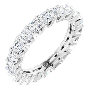 14K White 3 mm Asscher Eternity Band Mounting