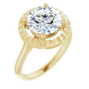 14K Yellow 9 mm Round Solitaire Engagement Ring Mounting