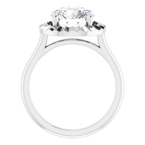 14K White 9 mm Round Solitaire Engagement Ring Mounting