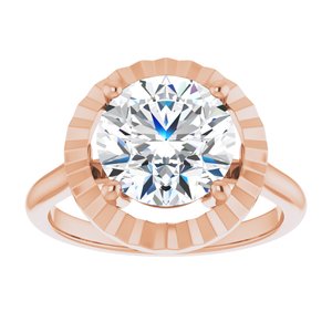 14K Rose 9 mm Round Solitaire Engagement Ring Mounting