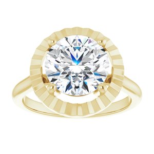 14K Yellow 9 mm Round Solitaire Engagement Ring Mounting