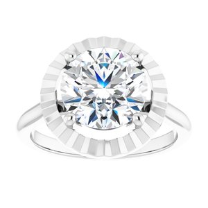 14K White 9 mm Round Solitaire Engagement Ring Mounting