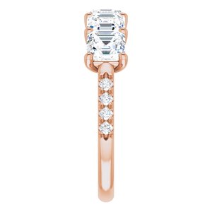 14K Rose 5 mm Asscher Anniversary Band Mounting