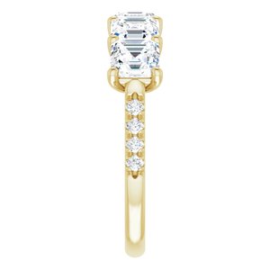 14K Yellow 5 mm Asscher Anniversary Band Mounting