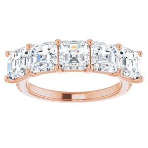 14K Rose 5 mm Asscher Anniversary Band Mounting