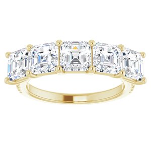 14K Yellow 5 mm Asscher Anniversary Band Mounting