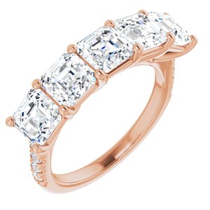 14K Rose 5 mm Asscher Anniversary Band Mounting