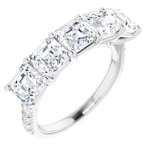 14K White 5 mm Asscher Anniversary Band Mounting