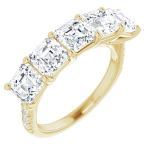 14K Yellow 5 mm Asscher Anniversary Band Mounting