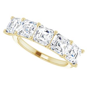 14K Yellow 5 mm Asscher Anniversary Band Mounting