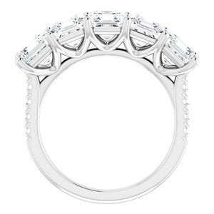 14K White 5 mm Asscher Anniversary Band Mounting