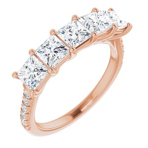 14K Rose 4 mm Square Anniversary Band Mounting