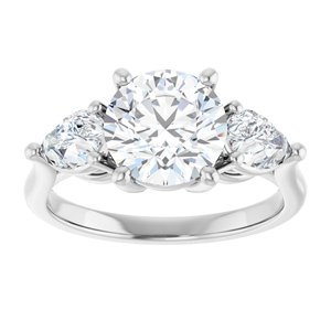 Platinum 8 mm Round Engagement Ring Mounting