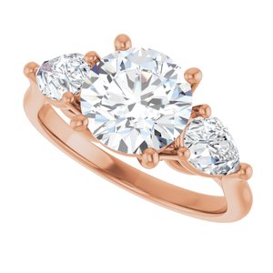 14K Rose 8 mm Round Engagement Ring Mounting