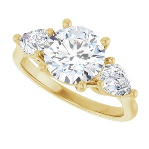 14K Yellow 8 mm Round Engagement Ring Mounting