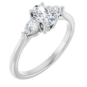 Platinum 6x4 mm Oval Engagement Ring Mounting